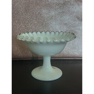 Vintage Fenton Silver Crest Milk Glass Pedestal Compote or Candy Dish